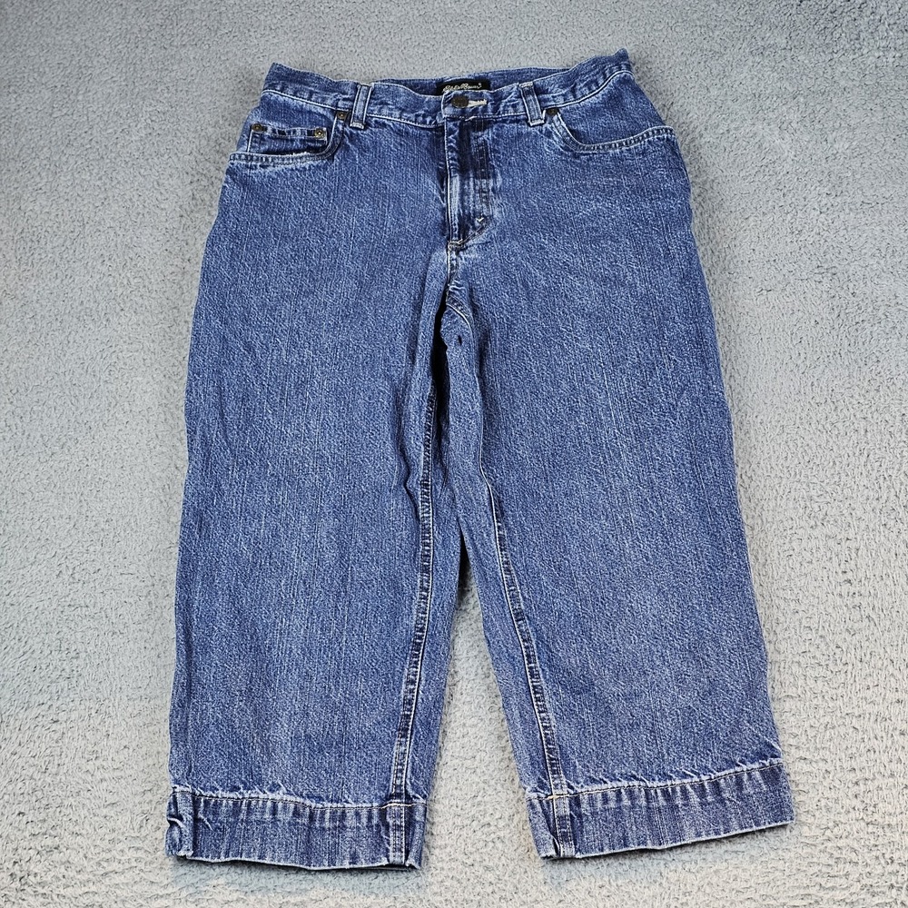 Eddie‎ Bauer Jeans Womens Petite 6 Blue Capri Medium Wash Denim Casual Cropped